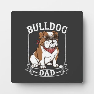 Plaque Photo Papa Bouledogue Chien Lunettes de soleil Bandana