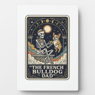 Plaque Photo Papa Bouledogue Français Vintage Squelette Tarot T