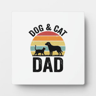 Plaque Photo Papa Chien et Chat Vintage T-Shirt pour Amoureux d