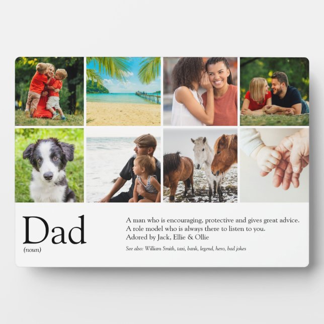 Plaque Photo Papa, Daddy, Père Définition 8 Collage de photos (Devant)