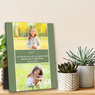 Plaque Photo Papa Nous t'aimons Poème 2 Photo Vert et Gris