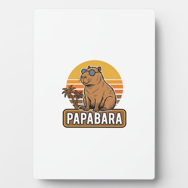 Plaque Photo PAPABARA Conception Vectorielle Papa Capybara Rétr (Devant)