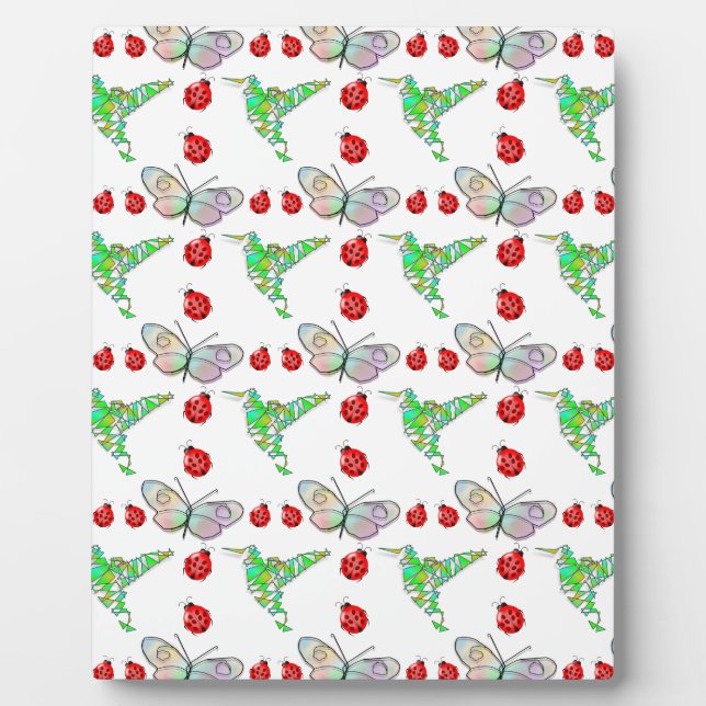 Plaque Photo Papillon, colibri et Motif de coccinelle (Devant)