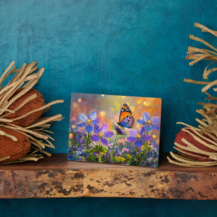 Plaque Photo Papillon minuscule sur les Fleurs sauvages au leve