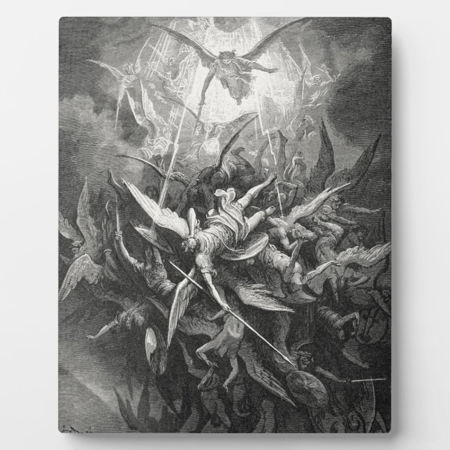 Plaque Photo Paradis Perdu Chute De Rebel Angels Gustave Dore (Devant)