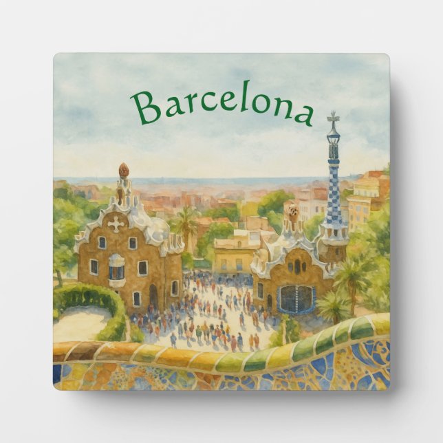 Plaque Photo Parc Güell à Barcelone, Espagne (Devant)
