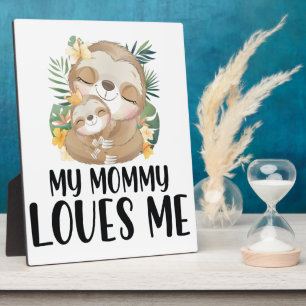 Plaque Photo Paresseux Mère et Bébé Ma Maman M'aime Tropical