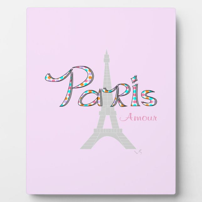 Plaque Photo PARIS Amour with Eiffel Tower (Devant)