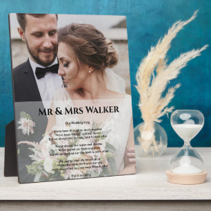 Plaque Photo paroles de chanson de mariage photo