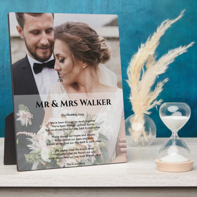 Plaque Photo paroles de chanson de mariage photo (Côté)