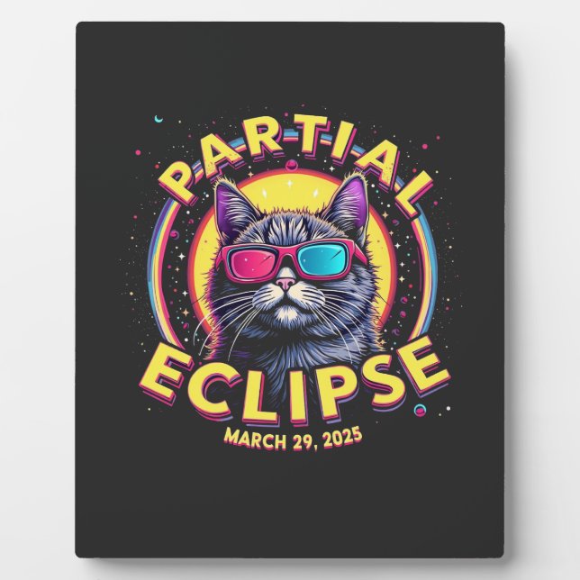 Plaque Photo Partial Eclipse 2025 Astronomie Chat KItten Lovers (Devant)