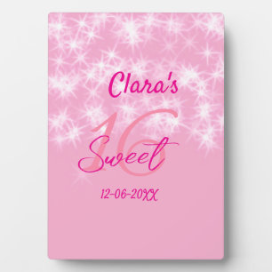 Plaque Photo Pastel bébé rose doux 16 anniversaire ajouter nom 