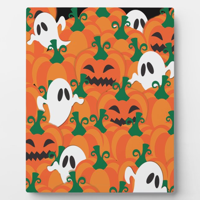 Plaque Photo Patch Citrouille Haunted Halloween Ghosts (Devant)