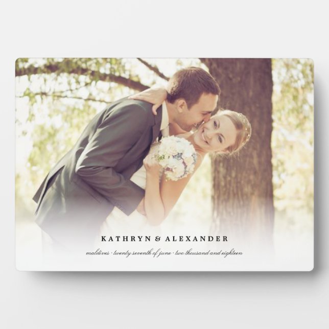 Plaque Photo Pâte photo Mariage à dégradé blanc classique (Devant)