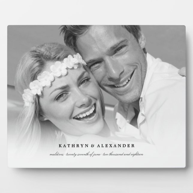 Plaque Photo Pâte photo Mariage à dégradé blanc classique (Devant)