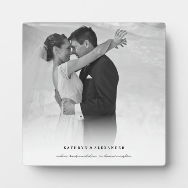 Plaque Photo Pâte photo Mariage à dégradé blanc classique (Devant)