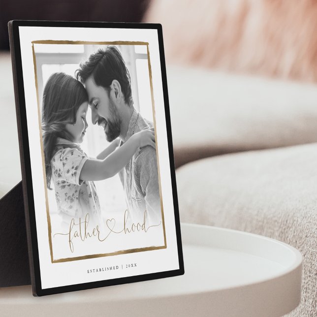 Plaque Photo Patrihood EST. Elégante photo Black & Gold Frame (Créateur téléchargé)