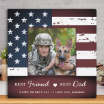 Plaque Photo Patriotic Best FRIEND Best DAD Military Dog Photo<br><div class="desc">Best Friend Best Dad ♡... Surprise your favorite Dog Dad whether it's his birthday, Father's Day or Christmas with this patriotic American Flag custom photo plaque. Customize this dog plaque with the dog favorite photo and name ! Personalize with dogs name and message. This military dog dad plaque is perfect...</div>