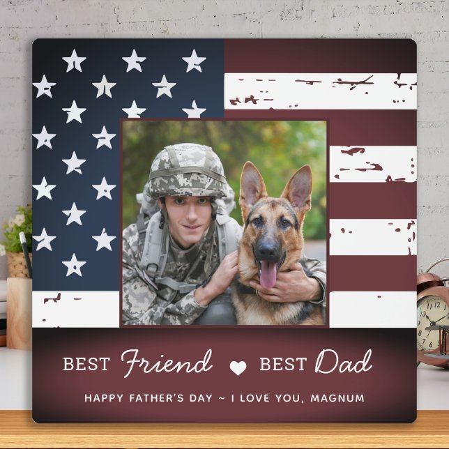 Plaque Photo Patriotic Best FRIEND Best DAD Military Dog Photo (Créateur téléchargé)