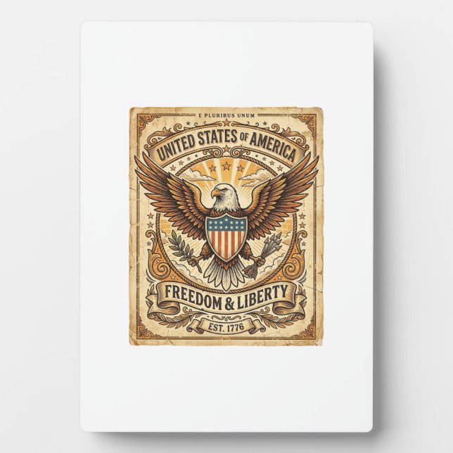 Plaque Photo Patriotic Vintage Bald Eagle Distressed (Devant)