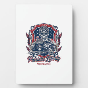 Plaque Photo Patriotique 1776 Hors Route Crâne Monster Truck Lo