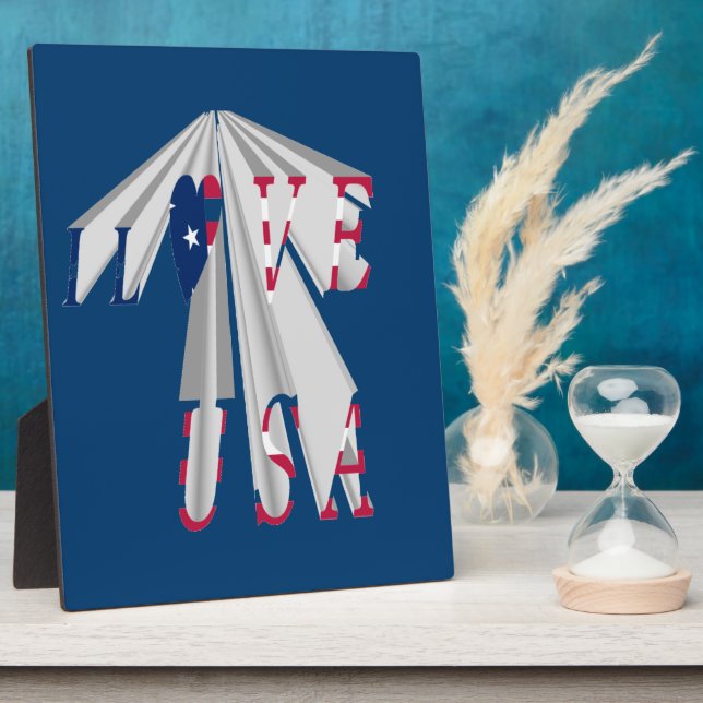 Plaque Photo Patriotisme effarant : I Love USA Perspective Art (Côté)