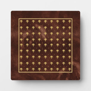 Plaque Photo Pattern Leather Brown et Gold Damask