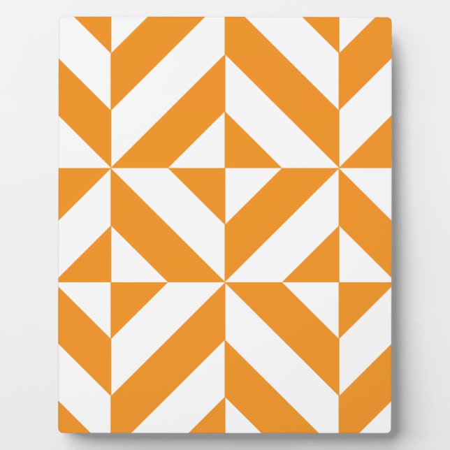 Plaque Photo Patters de Burnt Orange Geometric Deco Cube (Devant)