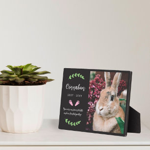 Plaque Photo Pattes de lapin rose verdure photo mémorial de lap