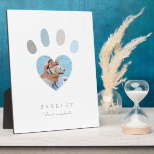 Plaque Photo Paw Prints sur nos coeurs Photo Mémorial Blanc