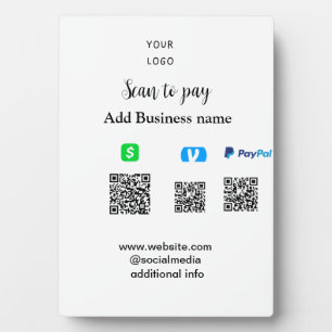 Plaque Photo Paypal Cashapp venmo scan pour payer QR ajouter en