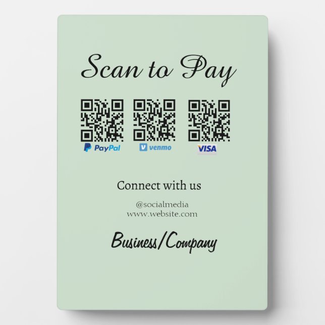 Plaque Photo paypal venmo visa card scan to pay QR social media (Devant)