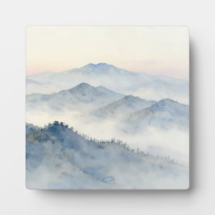 Plaque Photo Paysage aquarelliste de la montagne brumeuse