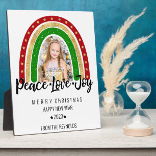 Plaque Photo Peace Loy Joyeux Noël Rainbow Photo
