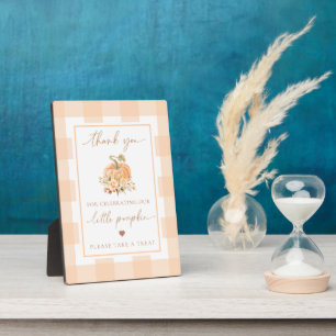 Plaque Photo Peach En vichy Un Petit Baby shower Citrouille Pri