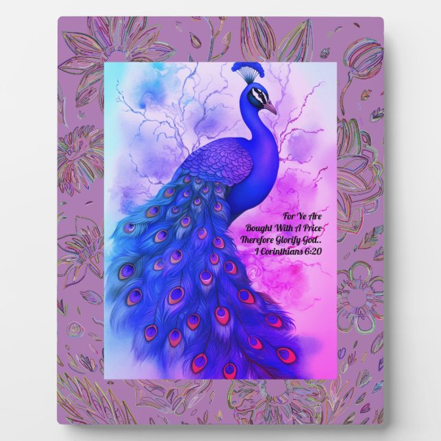 Plaque Photo Peacock bleu et lavande (Devant)