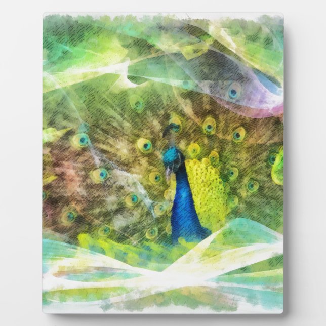Plaque Photo Peacock Digital Painting (Devant)