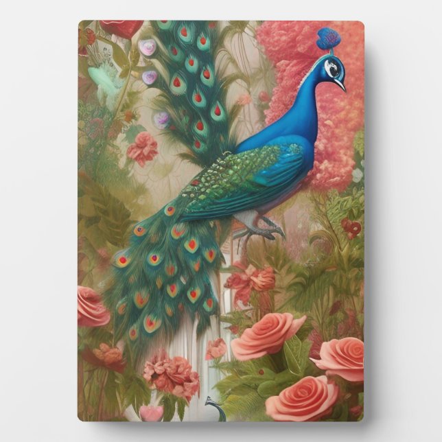 Plaque Photo Peacock en Apricot Jardin Rose (Devant)