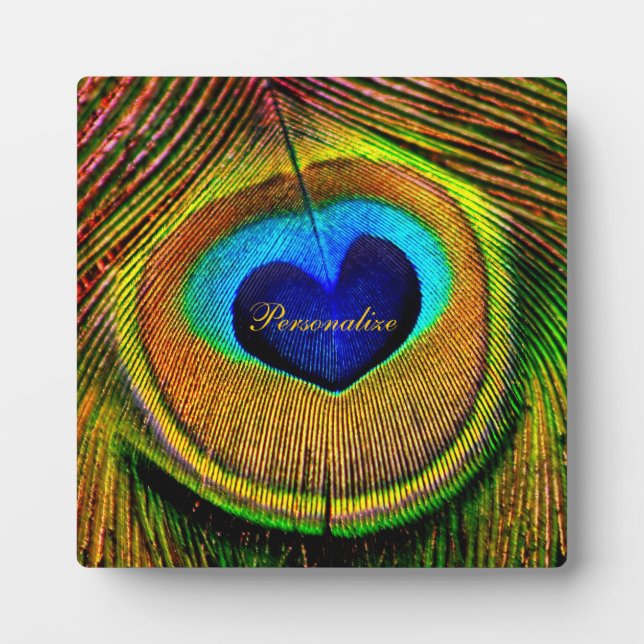 Plaque Photo Peacock Plumes OEil d'amour avec le nom (Devant)