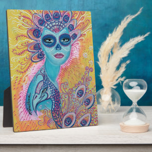 Plaque Photo Peacock Sugar Crâne Art