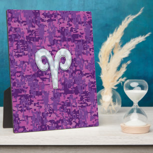Plaque Photo Pearl Like Aries Zodiac Sign on Camo numérique