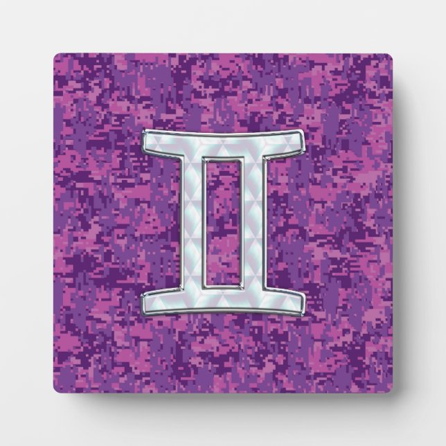 Plaque Photo Pearl Like Gemini Zodiac Sign on Digital Camo (Devant)