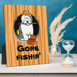 Plaque Photo Pêcher Vieux Chien à chiens anglais (Grey 1) Migno