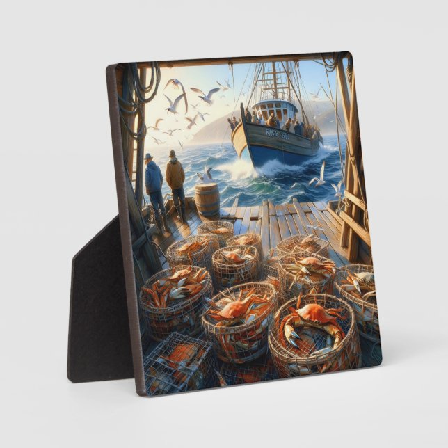 Plaque Photo Pêcheurs à la Twilight ramassant des crabes (Recto)