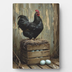 Plaque Photo Peinture à l'américaine d'une poule noire