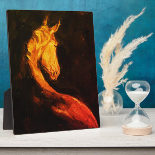 Plaque Photo Peinture à l'huile de cheval doré – Animal express