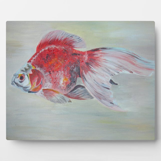 Plaque Photo Peinture acrylique de Ryukin Goldfish (Devant)