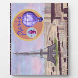 Plaque Photo Peinture Aérienne De Paris Avec Tour Eiffel, Poodl