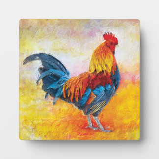 Plaque Photo Peinture d'Art numérique de coq coloré