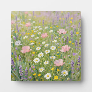Plaque Photo Peinture de prairie de fleurs sauvages pastel